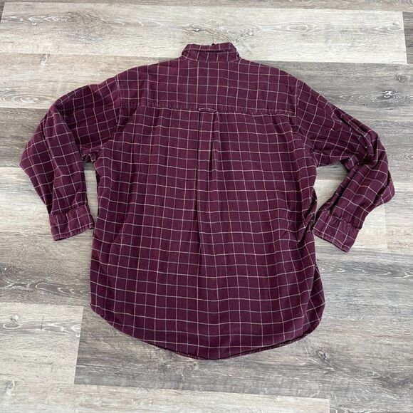 Bill Blass Mens Plaid Shirt Extra Large Tall XLT Maroon Cotton - Picture 3 of 16